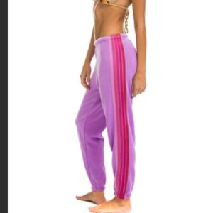 Aviator Nation 5 Stripe Sweatpant Neon Purple/Pink